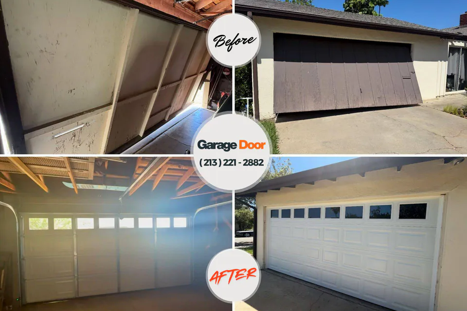 Before and after: garage door repair Powder Springs, GA